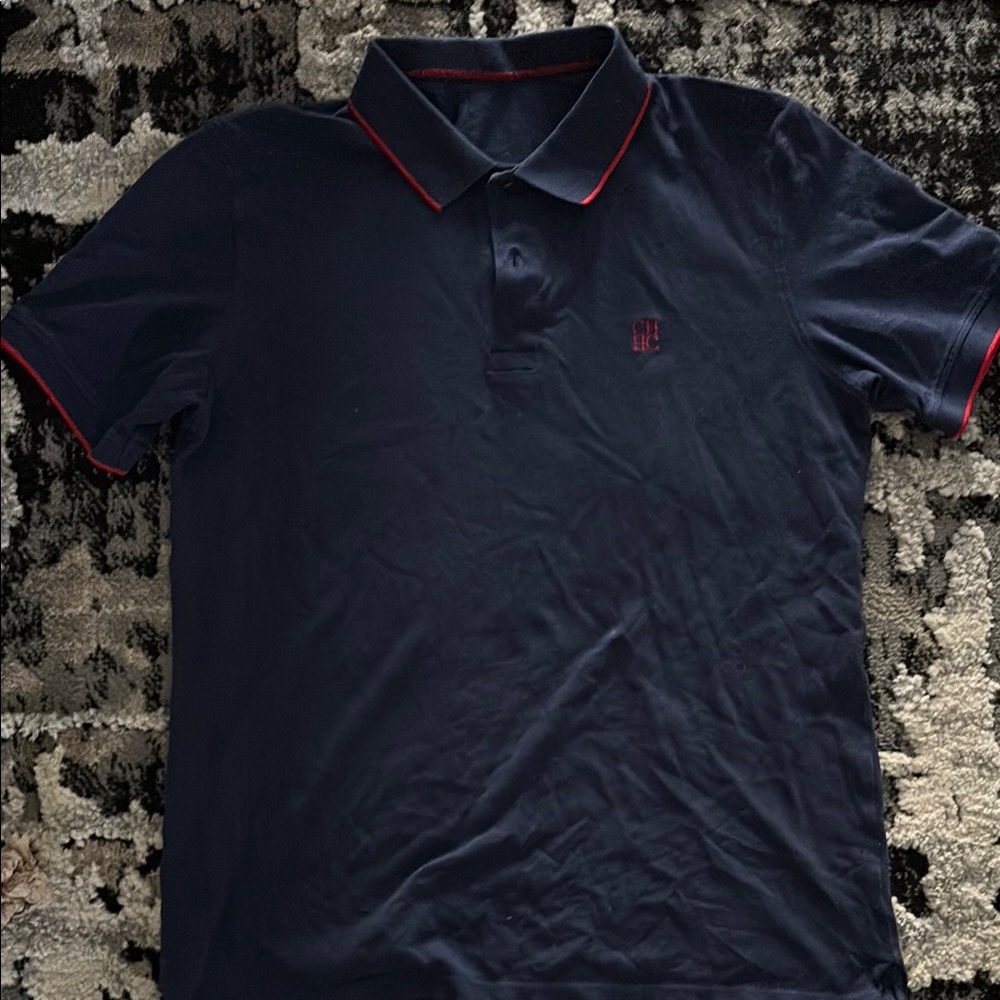 Men's Carolina Herrera Navy Polo Shirt with Red Accents
